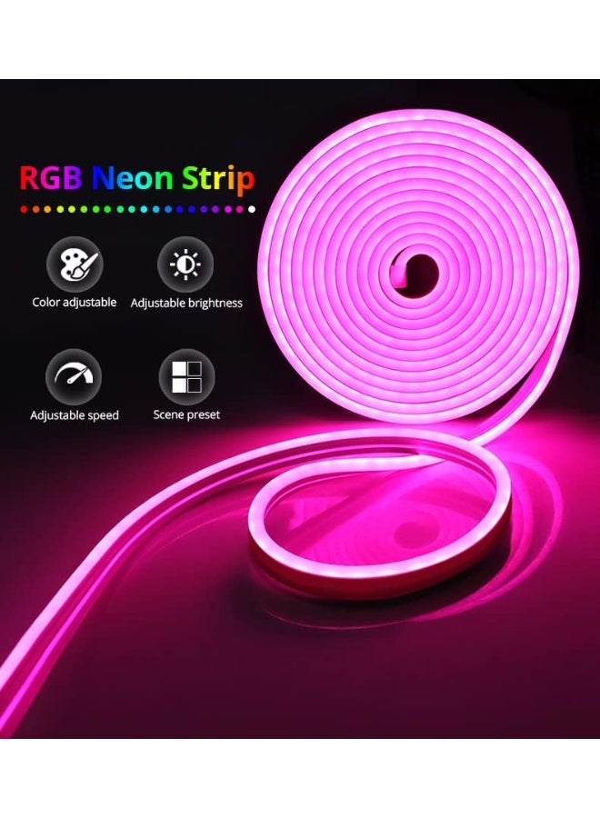 UanTii Tuya Wifi DIY Neon Light Strip Smart RGB LED 7Colors Lighting Strip Waterproof Music Sync Cuttable Lighting Strip Works With Tuya Smart Life App and Alexa Google Home 5M - Image 4